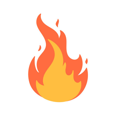 Cartoon fire effect. A yellow bonfire burns to heat.のイラスト素材