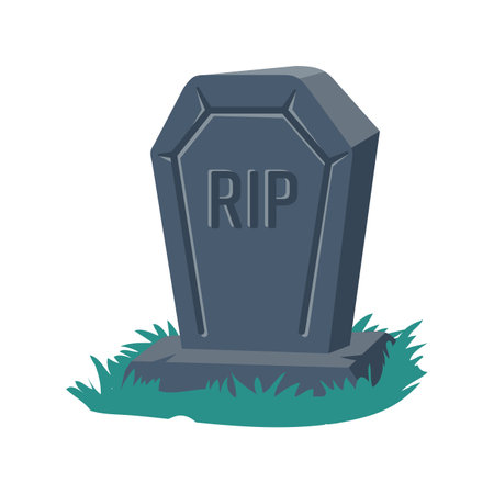 cartoon gravestones of the dead The crucifix on the grave halloween night horrorのイラスト素材