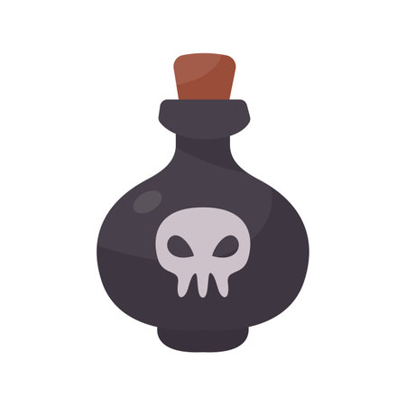 A glass bottle containing poison. witch magic potion bottle for halloweenのイラスト素材
