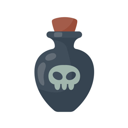 A glass bottle containing poison. witch magic potion bottle for halloweenのイラスト素材
