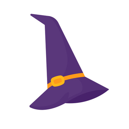 Witch's hat. Magic hat. The costume adorns the little wizard's head at a Halloween party.のイラスト素材