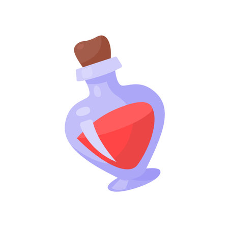 A glass bottle containing poison. witch magic potion bottle for halloweenのイラスト素材