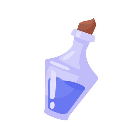 A glass bottle containing poison. witch magic potion bottle for halloweenのイラスト素材