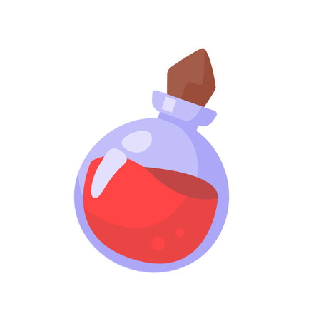 A glass bottle containing poison. witch magic potion bottle for halloweenのイラスト素材