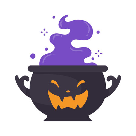 Witch's Poison Cauldron. Scary Devil's Cauldron Halloween Decorationのイラスト素材