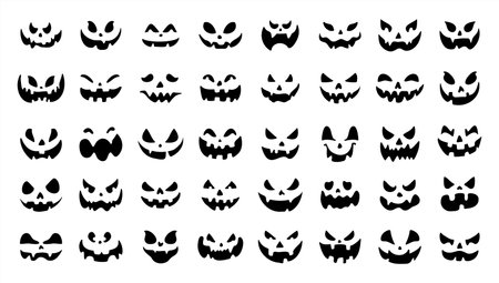 scary ghost face For carving pumpkins on Halloween night.のイラスト素材