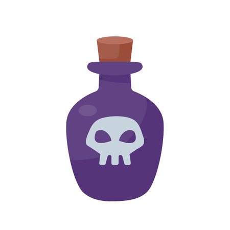 A glass bottle containing poison. witch magic potion bottle for halloweenのイラスト素材