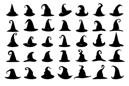 magic hat, wizard hat, witch hat for Halloween decorationのイラスト素材