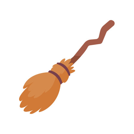 witch magic broom For flying in the sky on Halloween night. broom for cleaning the houseのイラスト素材