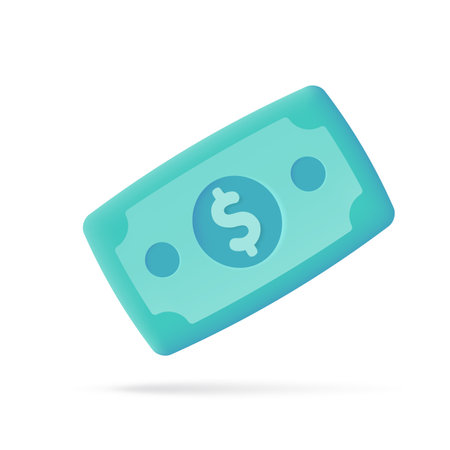 3D dollar bills. Online money spending concept. cashless societyのイラスト素材