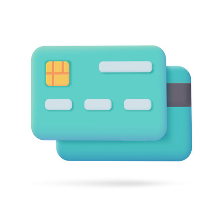 3d credit card icon. Online payment. Cashless society for shopping. 3D illustration.のイラスト素材