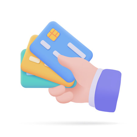 Hand holding a phone. online payment by credit card cashless society Scan QR code to pay online. 3D illustration.のイラスト素材