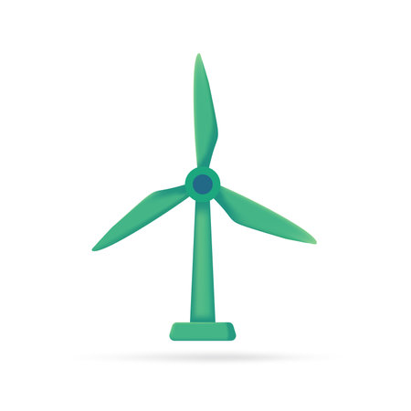Windmill. Wind power generation concept. 3d illustrationのイラスト素材