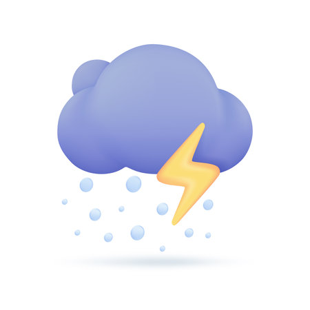 3D weather forecast icons Black cloud with thunder from a rainstorm. 3d illustrationのイラスト素材