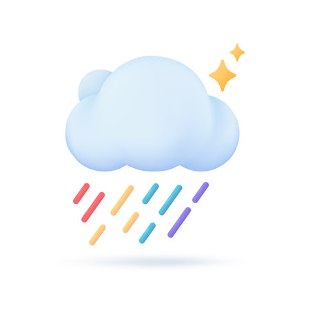 3D weather forecast icons clear sky after rain Beautiful rainbow. 3D illustration.のイラスト素材