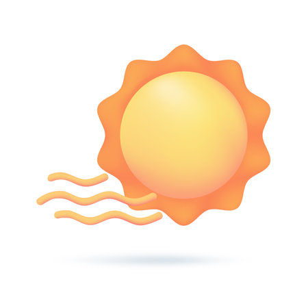 3D weather forecast icons Summer sun with bright sunlight Hot weather. 3d illustration.のイラスト素材