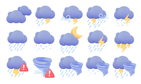 Weather forecast icon. Black clouds on a rainy and windy day from a storm 3d vector illustrationのイラスト素材
