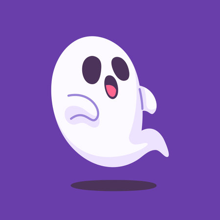 cute ghost cartoon ghost in white cloak halloween scary illustrationのイラスト素材