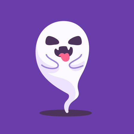 cute ghost cartoon ghost in white cloak halloween scary illustrationのイラスト素材
