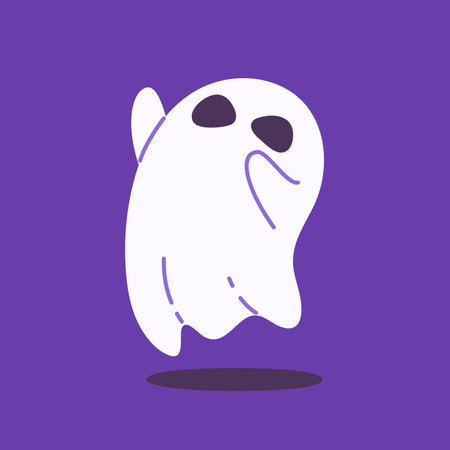 cute ghost cartoon ghost in white cloak halloween scary illustrationのイラスト素材