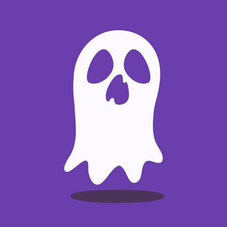 cute ghost cartoon ghost in white cloak halloween scary illustrationのイラスト素材