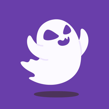 cute ghost cartoon ghost in white cloak halloween scary illustrationのイラスト素材