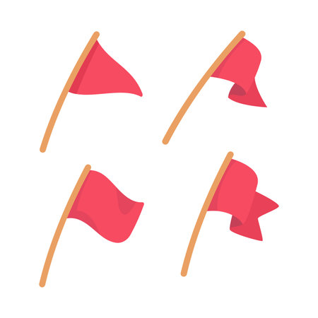 Red flag icon. Symbolic flags for defining tent sites for trekkersのイラスト素材