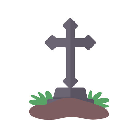 Ghost graves. Stones carved names of dead people on rocks with crosses in spooky cemetery.のイラスト素材