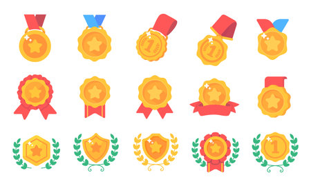 Gold Medal Awards for winners of sporting events best victoryのイラスト素材