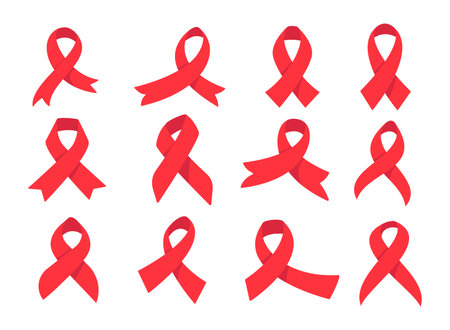 red cross ribbon World Aids Day awareness campaign sign prevention of communicable diseasesのイラスト素材
