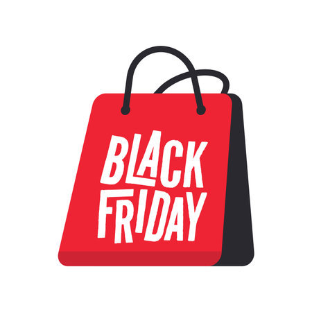 Shopping bags for purchasing Black Friday products, special offers, product discount promotionsのイラスト素材