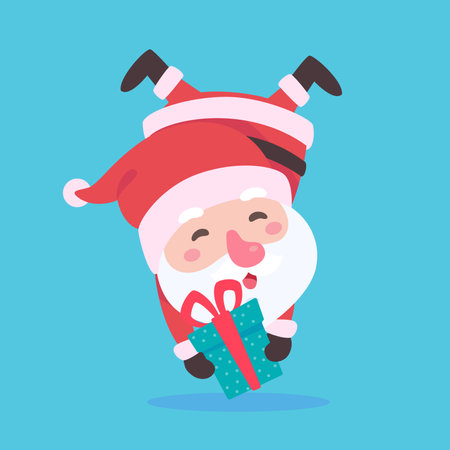 Santa Claus and gift boxes Christmas card decorative elementsのイラスト素材