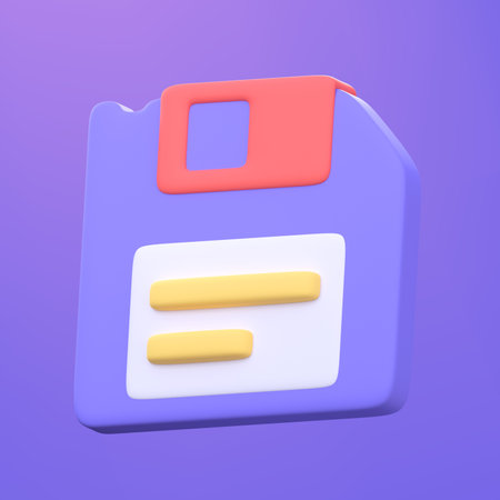 3D disk icon. Saving data on computer. Business elements in the office with clipping path.の写真素材