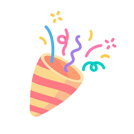 Party poppers explode confetti at birthday party events.のイラスト素材