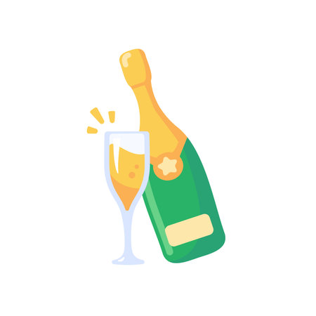 Champagne glasses. Alcoholic drinks for birthday parties.のイラスト素材