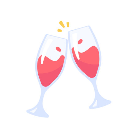 Champagne glasses. Alcoholic drinks for birthday parties.のイラスト素材