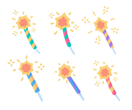 Party sparkler. Colorful stick candles. sparkling birthday party celebrationのイラスト素材