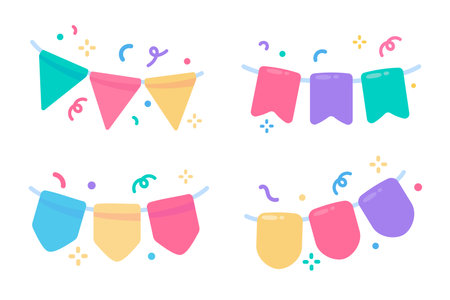 Bunting party. colorful paper For decoration at birthday partiesのイラスト素材