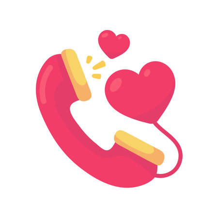 A red heart comes out of the phone. The concept of communicating with loved onesのイラスト素材