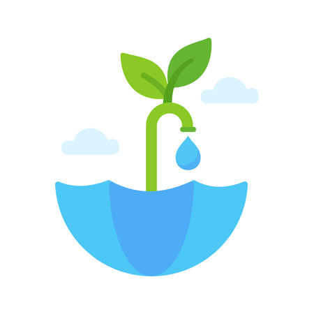 Faucet with water drops falling on the earth Water resource conservation conceptのイラスト素材