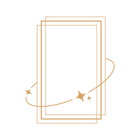 Simple modern aesthetic line elements Modern geometric linear frame with sparkling stars.のイラスト素材