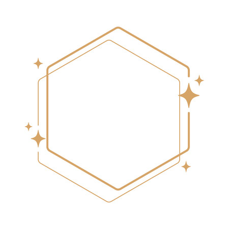 Simple modern aesthetic line elements Modern geometric linear frame with sparkling stars.のイラスト素材