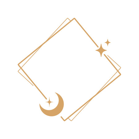 Simple modern aesthetic line elements Modern geometric linear frame with sparkling stars.のイラスト素材