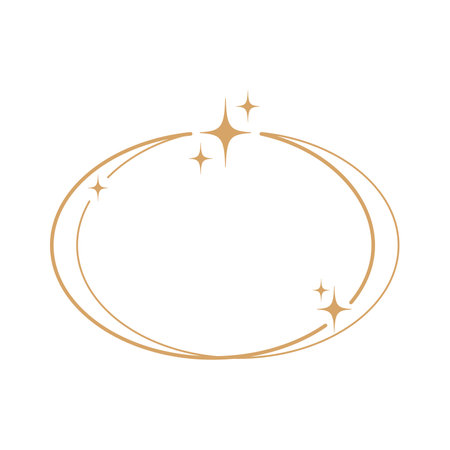 Simple modern aesthetic line elements Modern geometric linear frame with sparkling stars.のイラスト素材