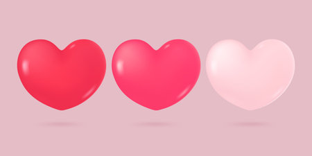 3D red heart vector Feelings of love during Valentine's Dayのイラスト素材