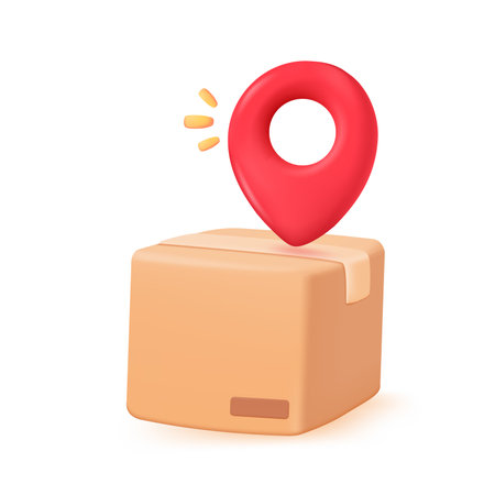 3D parcel box. Brown cardboard box. Product packaging boxes for transportation to the destination. 3D Vector Illustration.のイラスト素材