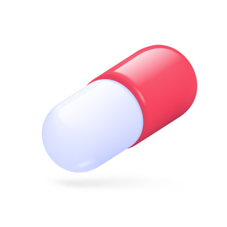 3D medical medicine capsules. Food supplements to treat disease in patients. 3D Vector Illustration.のイラスト素材