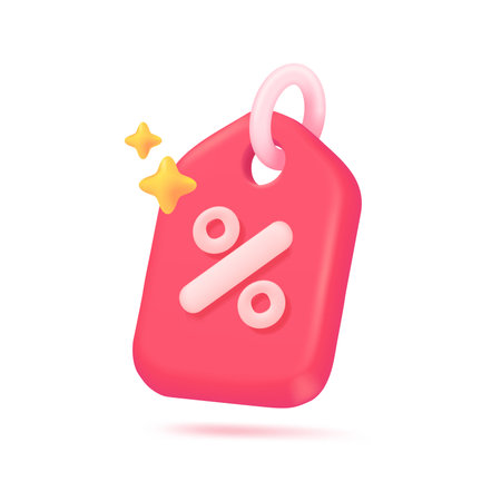 3D discount percentage tag. Special discount offer for promotional flash sale. 3D Vector Illustration.のイラスト素材