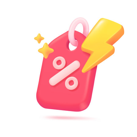 3D discount percentage tag. Special discount offer for promotional flash sale. 3D Vector Illustration.のイラスト素材