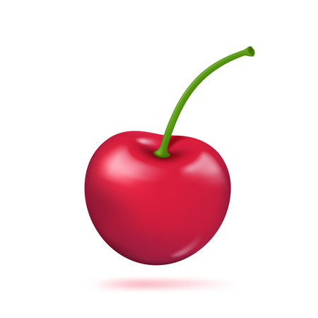 3D ripe red cherry fruit. Sweet cherry. For making sweet dishes that give a refreshing feeling.のイラスト素材